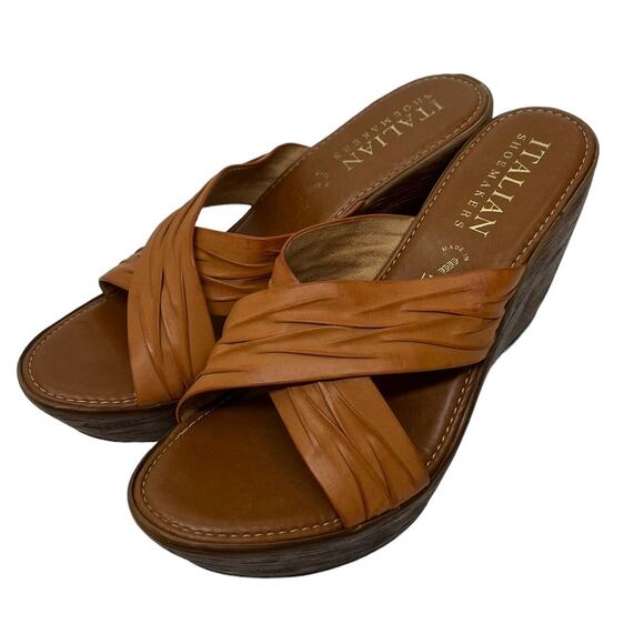 ITALIAN SHOEMAKERS Criss Cross Wedge Sandal SZ 10 - Picture 1 of 10